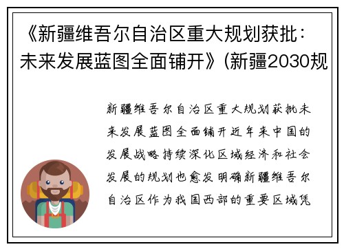 《新疆维吾尔自治区重大规划获批：未来发展蓝图全面铺开》(新疆2030规划)
